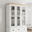 Armario con puertas de vidrio BODO madera de pino blanco marrón