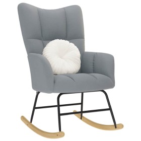 Silla mecedora de tela gris