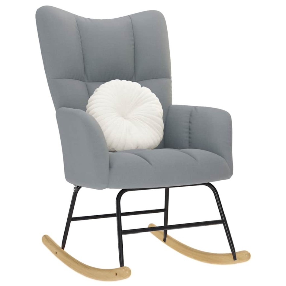 Silla mecedora de tela gris