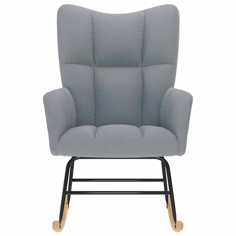 Silla mecedora de tela gris