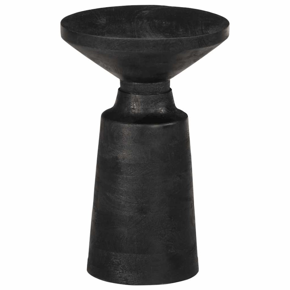 Mesa auxiliar madera maciza de mango negra Ø33x50