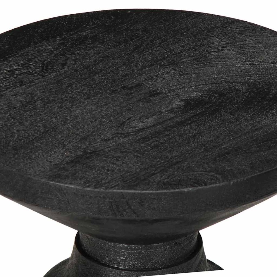 Mesa auxiliar madera maciza de mango negra Ø33x50