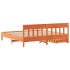 Cama sin colchón madera maciza de pino marrón cera 200x200
