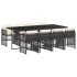 Set de comedor de jardín 9 pzas y cojines ratán sintético