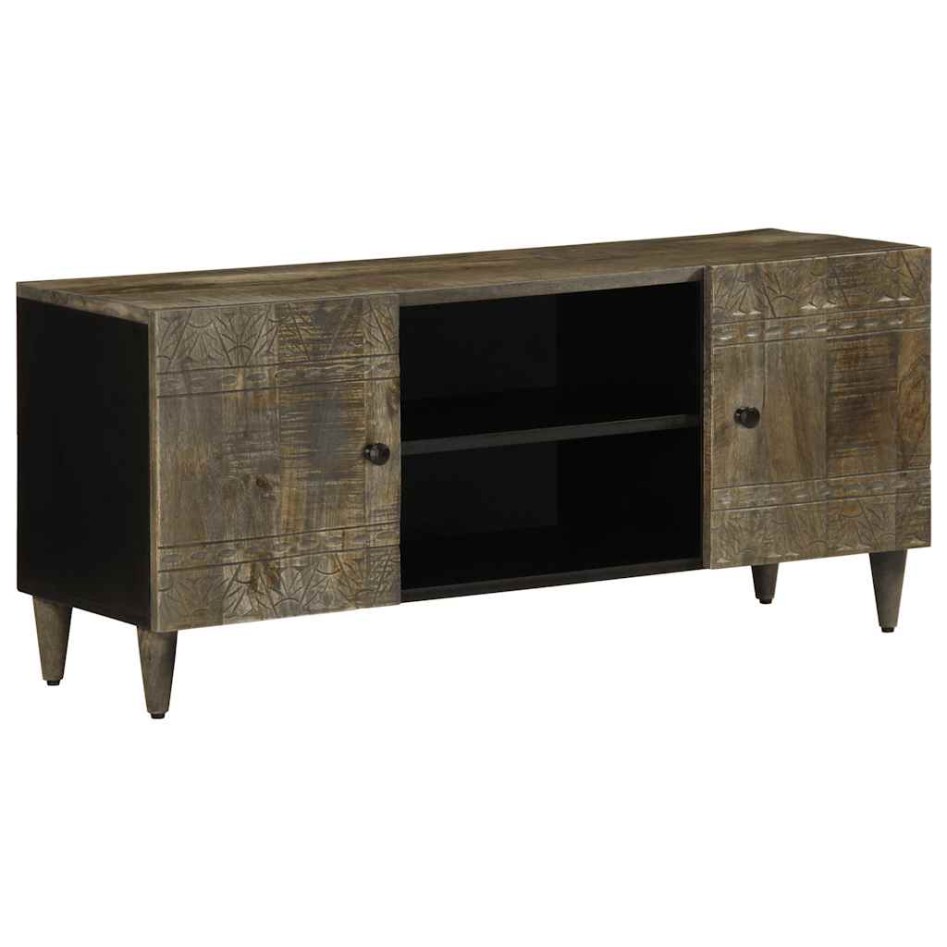 Mueble de TV madera maciza de mango gris claro 105x33,5x46