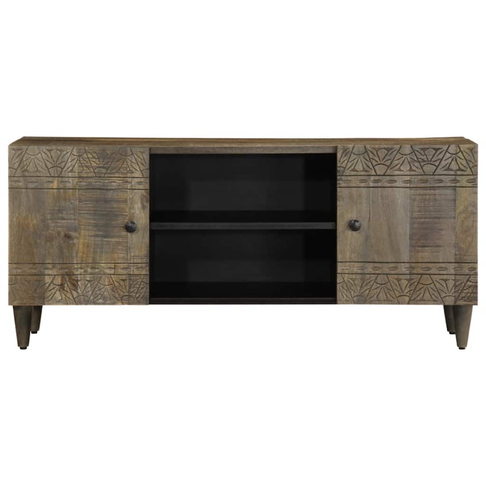 Mueble de TV madera maciza de mango gris claro 105x33,5x46