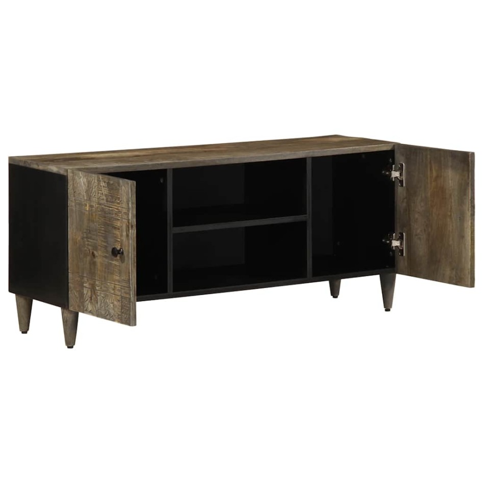 Mueble de TV madera maciza de mango gris claro 105x33,5x46