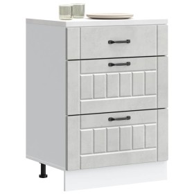 Mueble bajo de cocina Lucca madera contrachapada gris