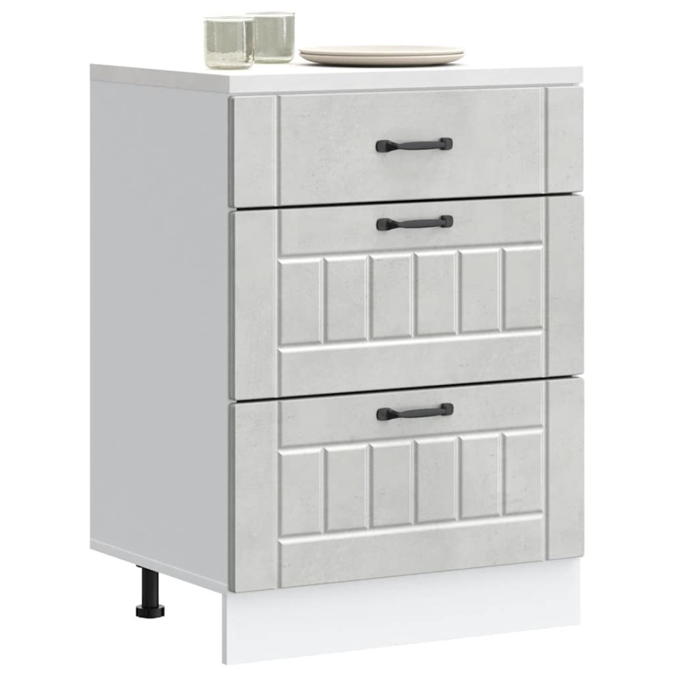 Mueble bajo de cocina Lucca madera contrachapada gris