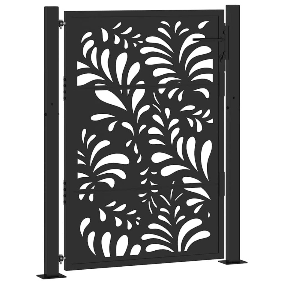 Puerta de jardín diseño ondulado de acero negro 105x130