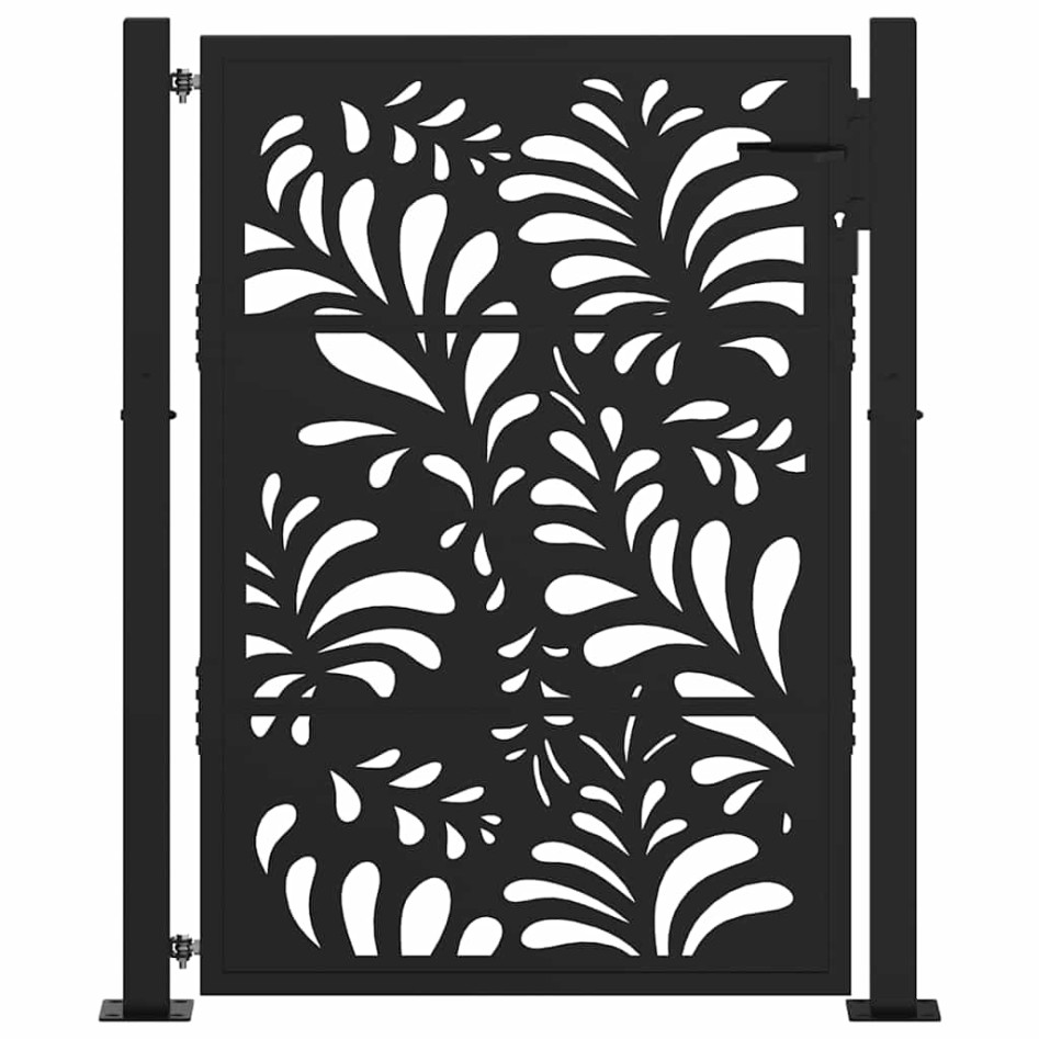 Puerta de jardín diseño ondulado de acero negro 105x130