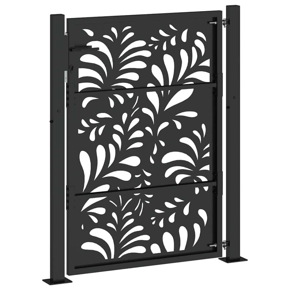 Puerta de jardín diseño ondulado de acero negro 105x130