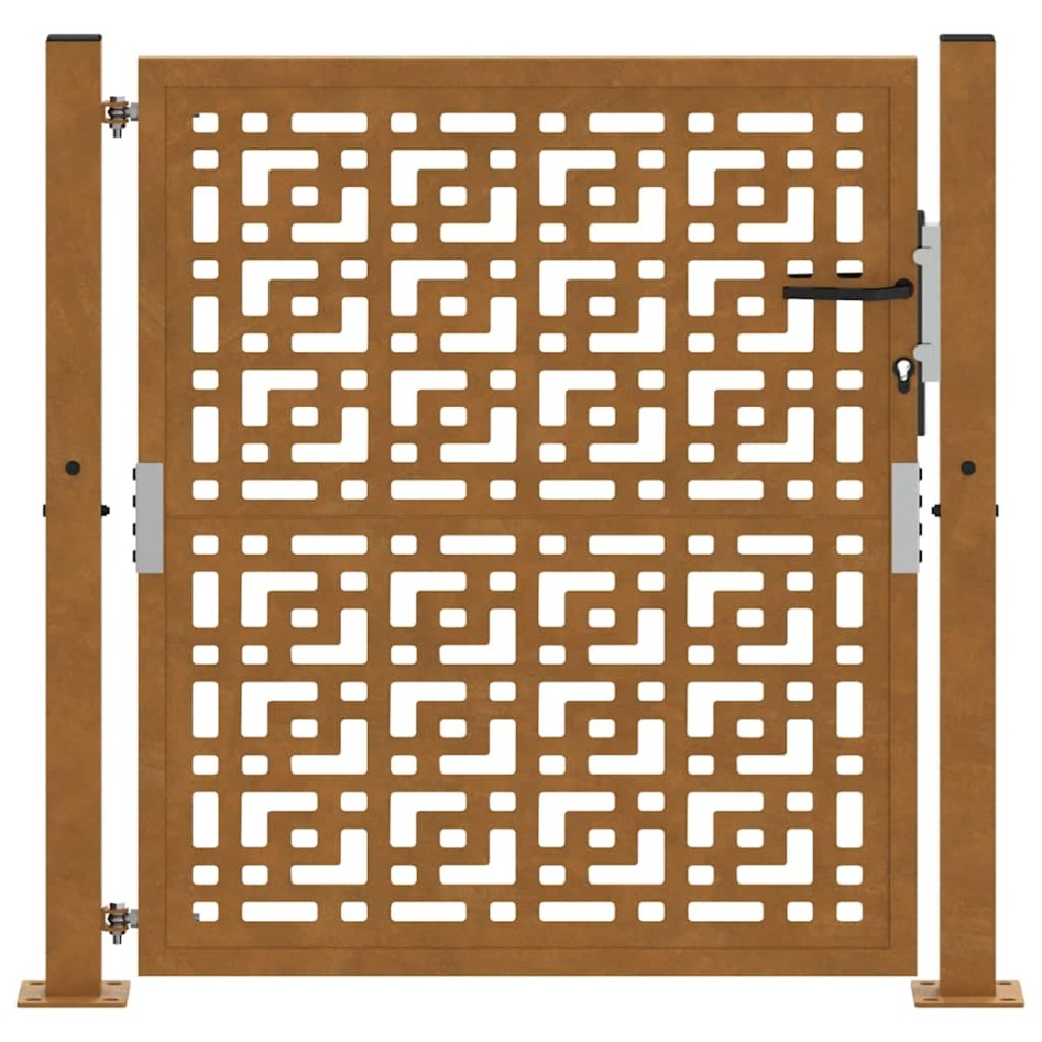 Puerta de jardín diseño en cruz de acero desgastado 105x105