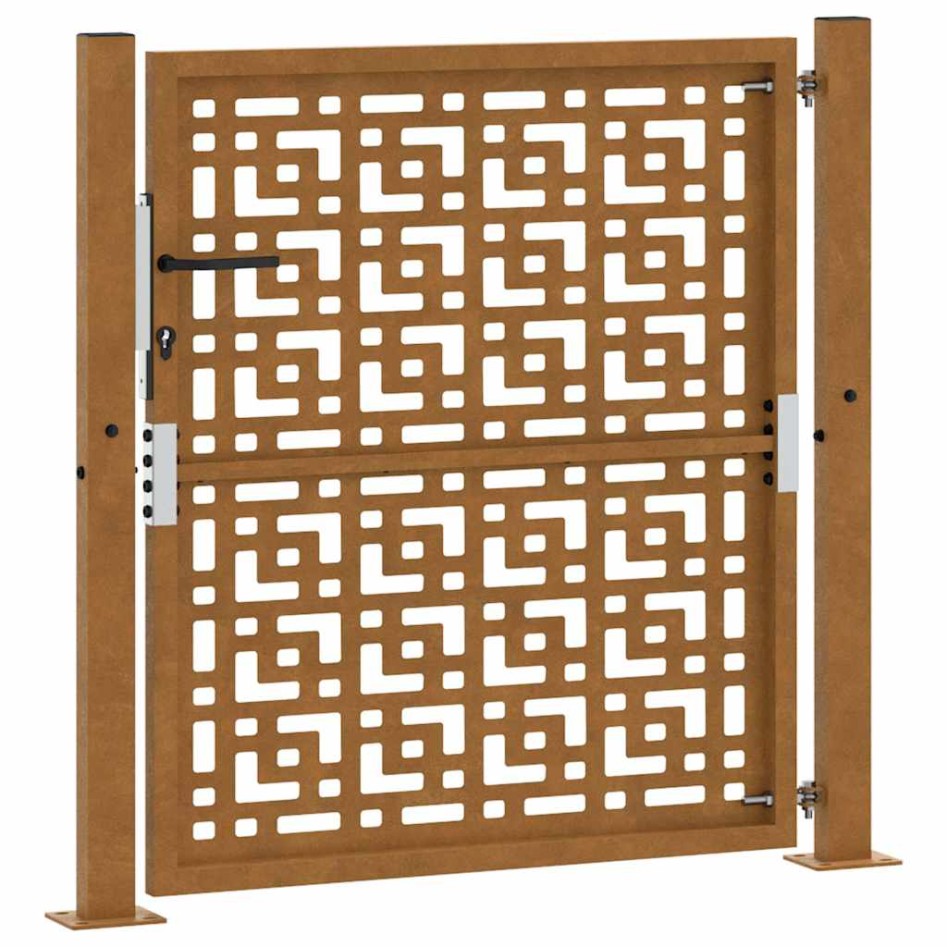 Puerta de jardín diseño en cruz de acero desgastado 105x105