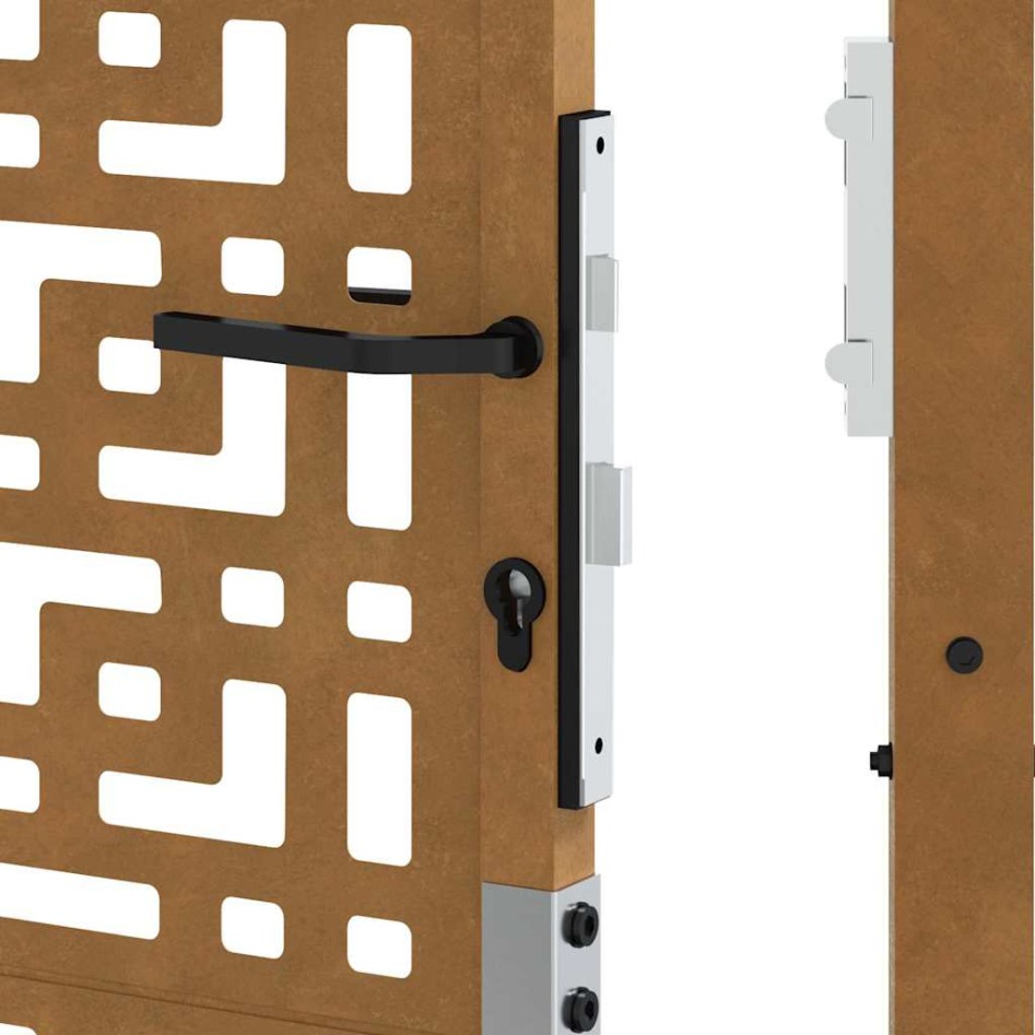 Puerta de jardín diseño en cruz de acero desgastado 105x105