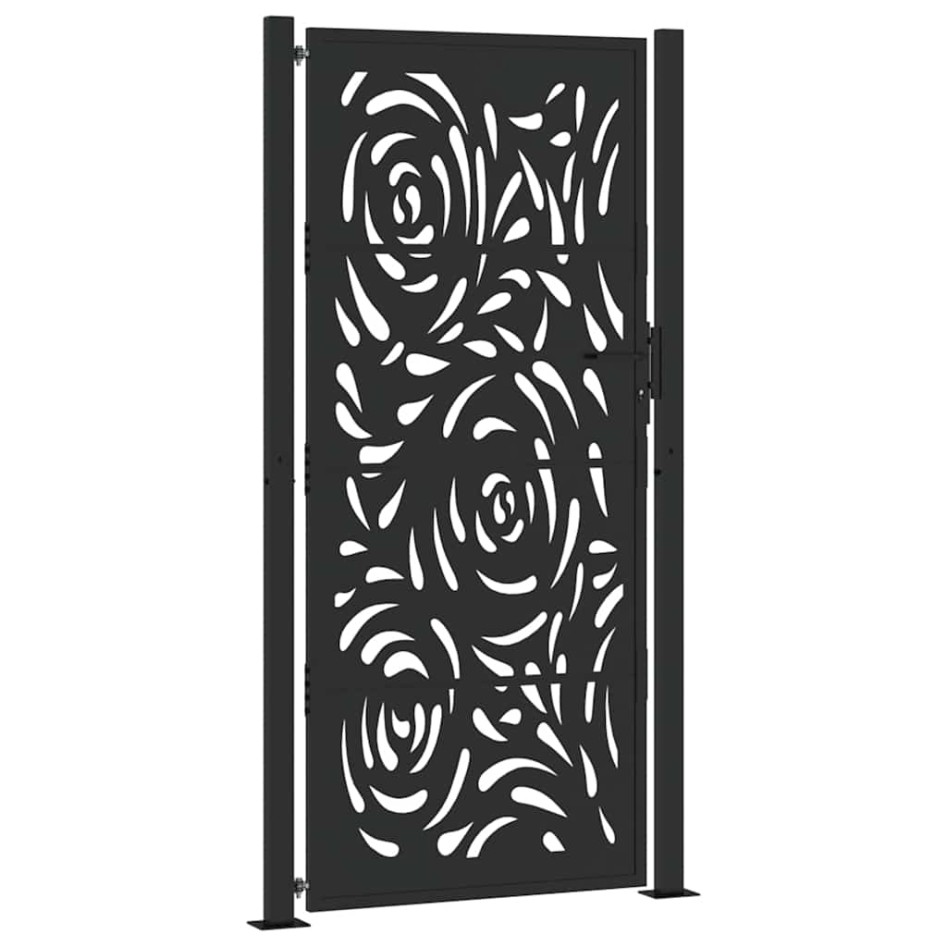 Puerta de jardín diseño llama acero negro 105x205