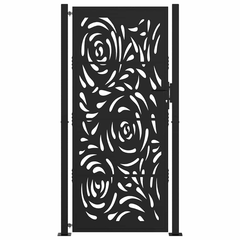 Puerta de jardín diseño llama acero negro 105x205