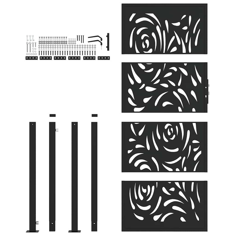 Puerta de jardín diseño llama acero negro 105x205