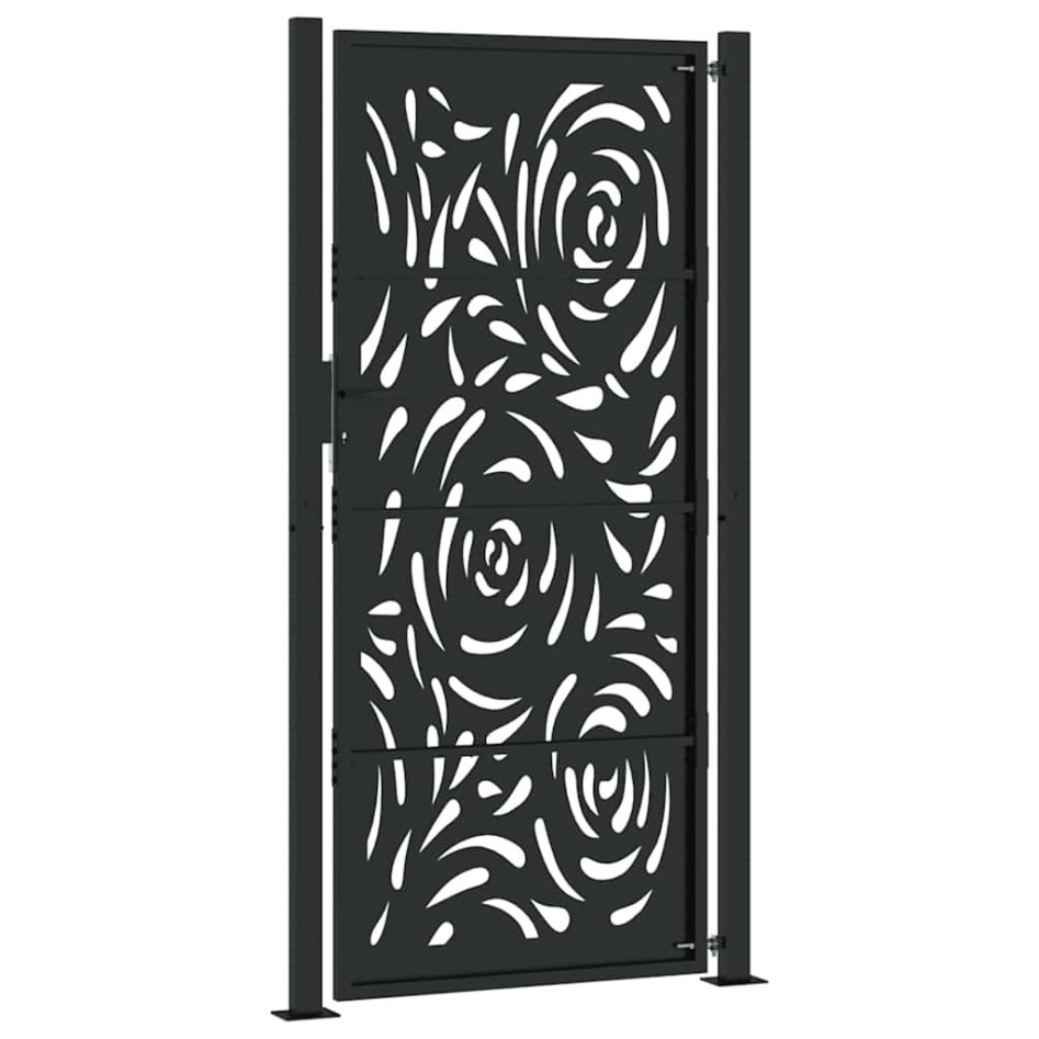 Puerta de jardín diseño llama acero negro 105x205