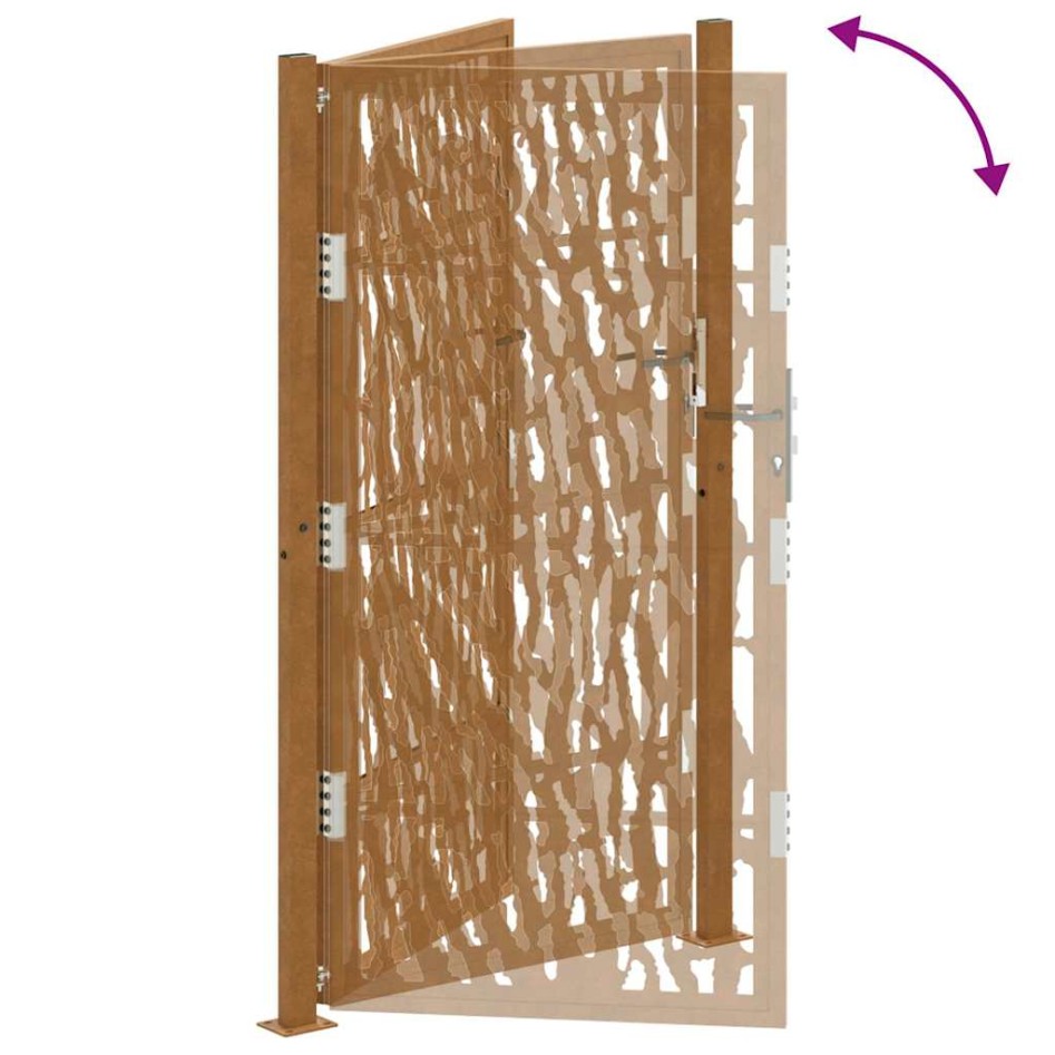 Puerta de jardín diseño con listón acero desgastado 105x180