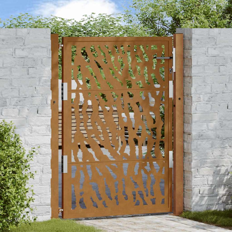 Puerta de jardín diseño con listón acero desgastado 105x130