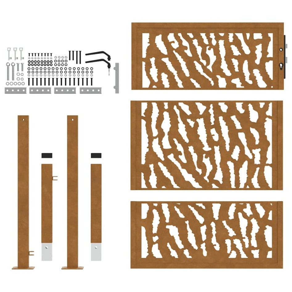 Puerta de jardín diseño con listón acero desgastado 105x130
