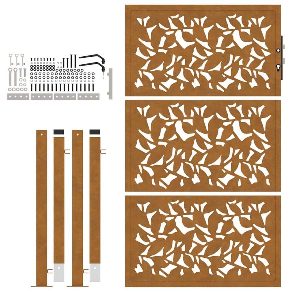 Puerta de jardín diseño de hojas de acero desgastado 105x155