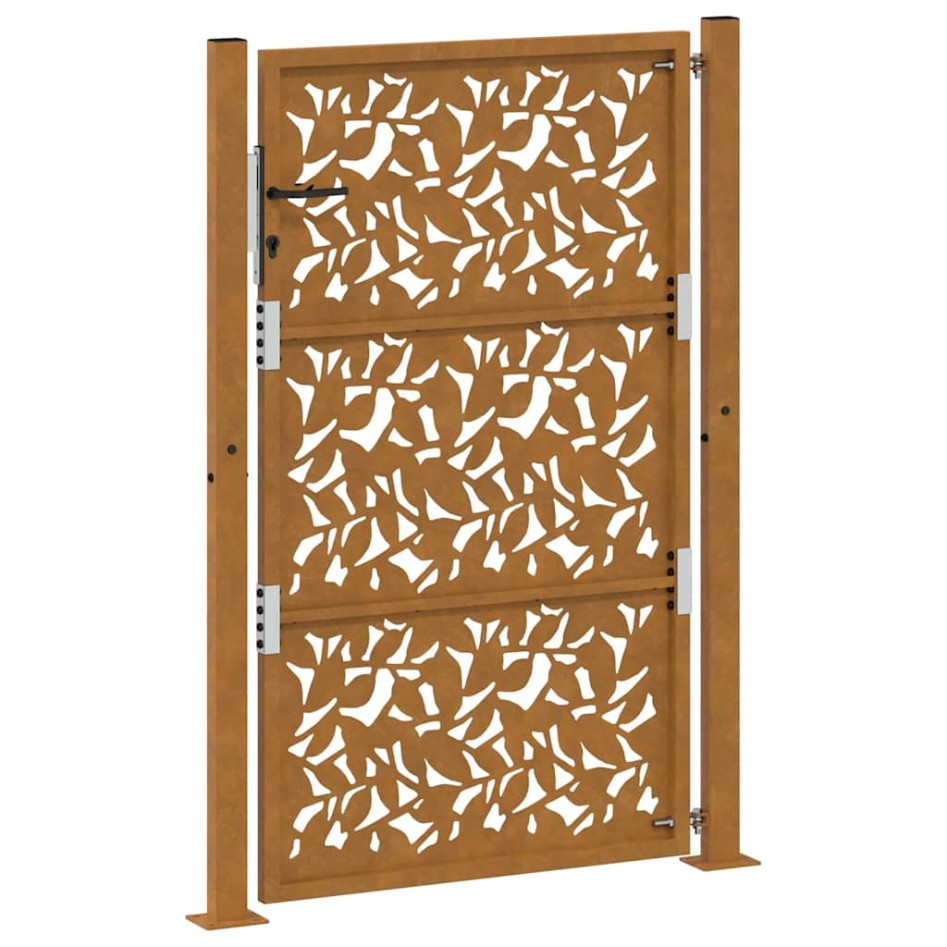 Puerta de jardín diseño de hojas de acero desgastado 105x155
