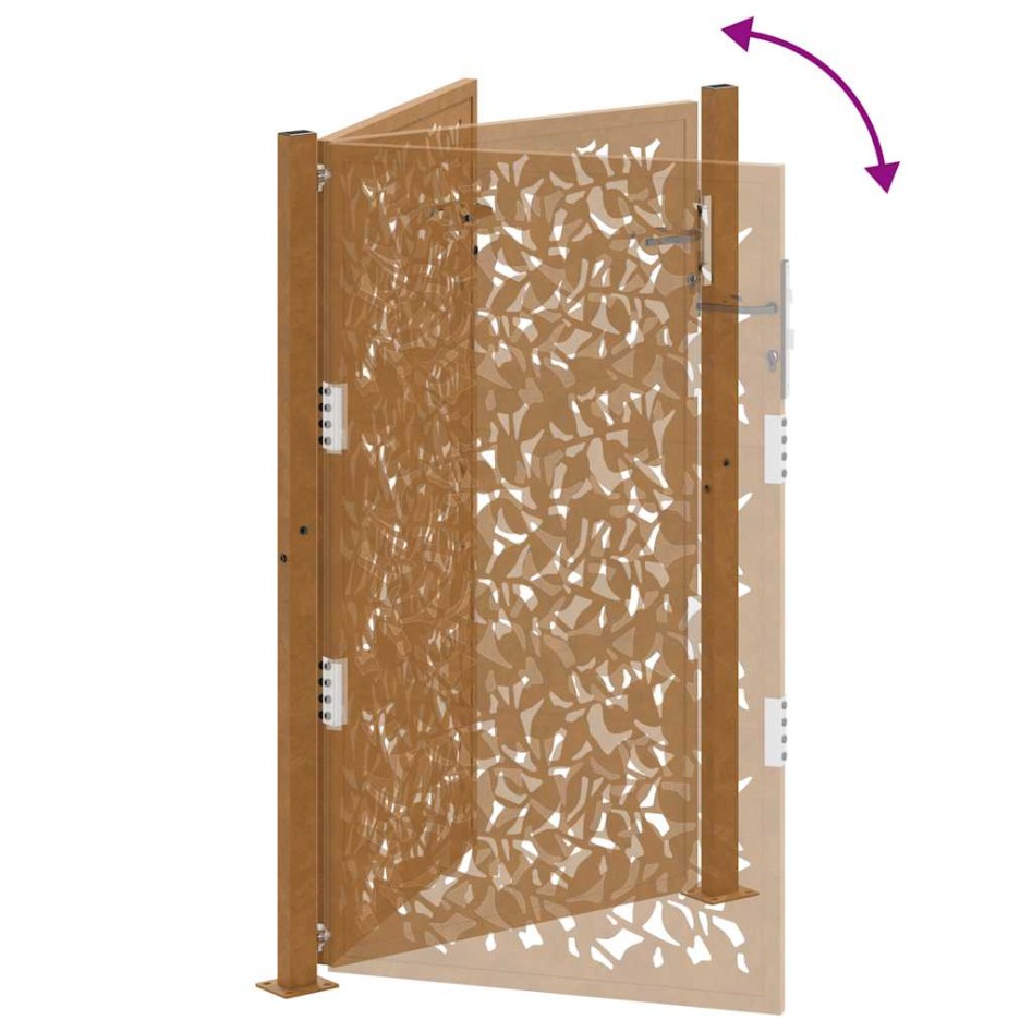 Puerta de jardín diseño de hojas de acero desgastado 105x155