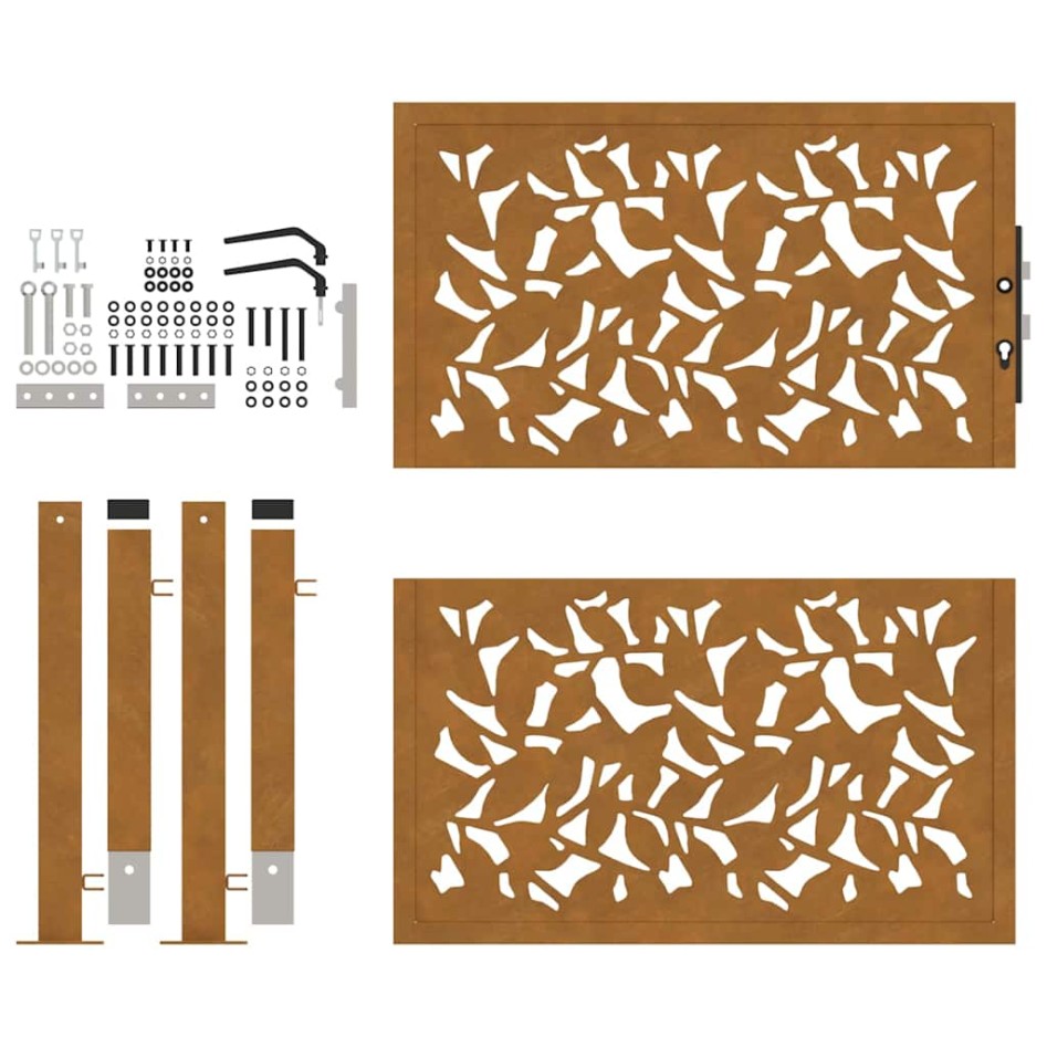 Puerta de jardín diseño de hojas de acero desgastado 105x105