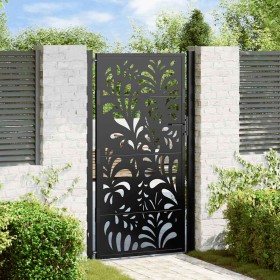 Puerta de jardín diseño ondulado de acero negro 105x180