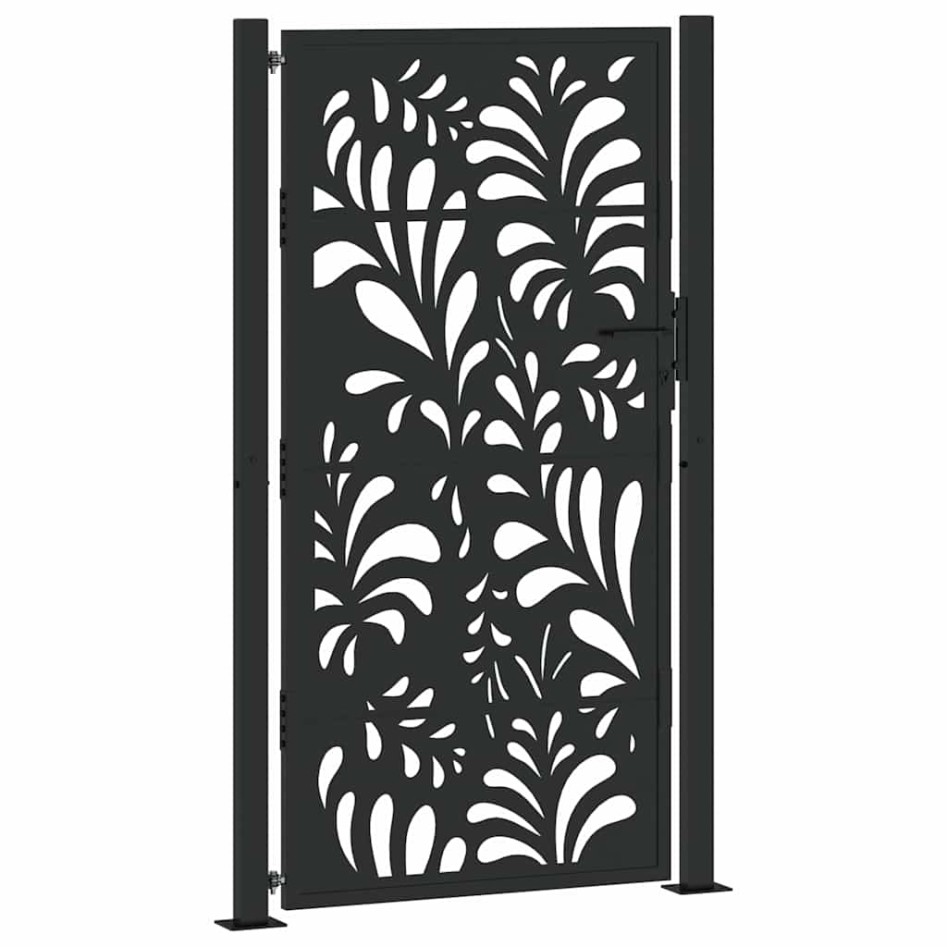Puerta de jardín diseño ondulado de acero negro 105x180