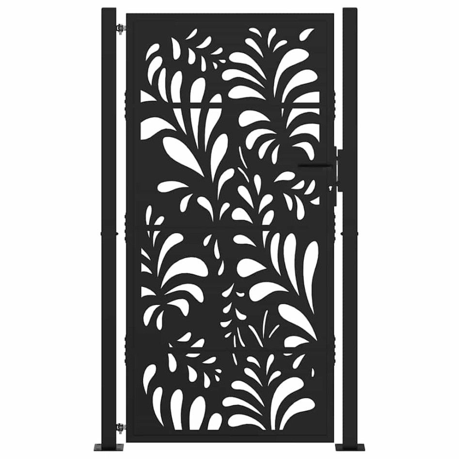 Puerta de jardín diseño ondulado de acero negro 105x180