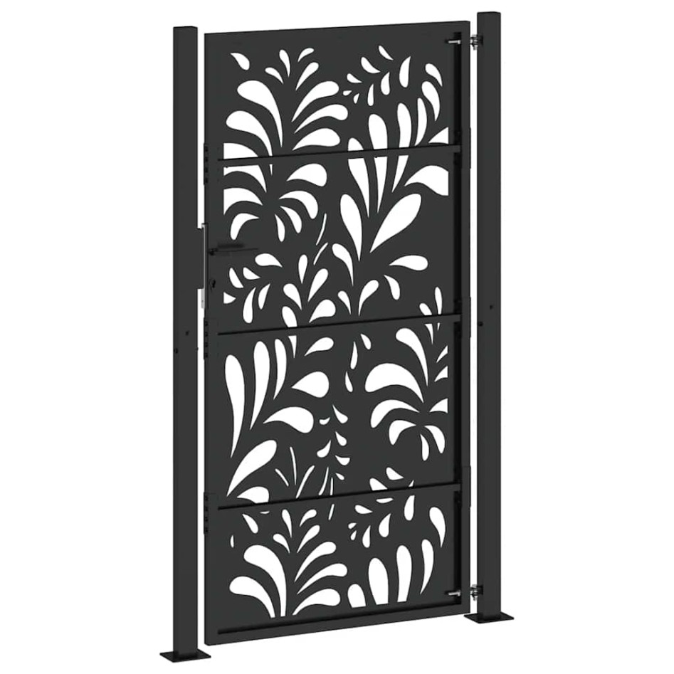 Puerta de jardín diseño ondulado de acero negro 105x180