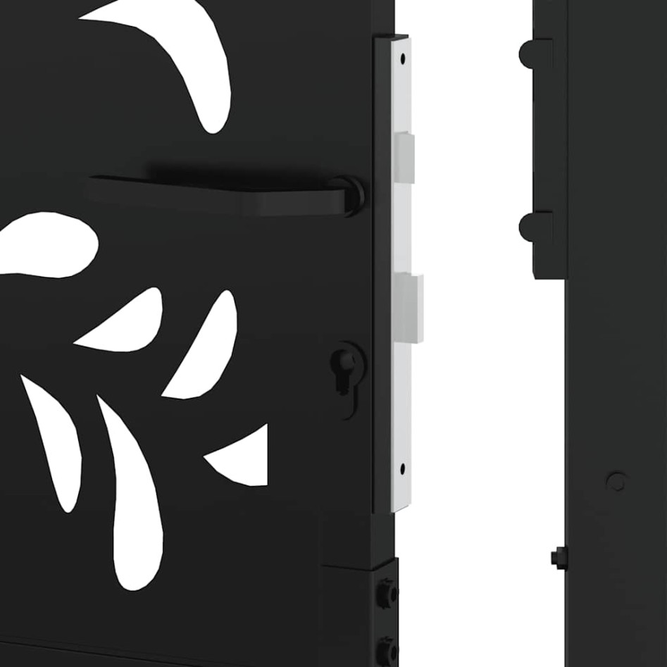 Puerta de jardín diseño ondulado de acero negro 105x180