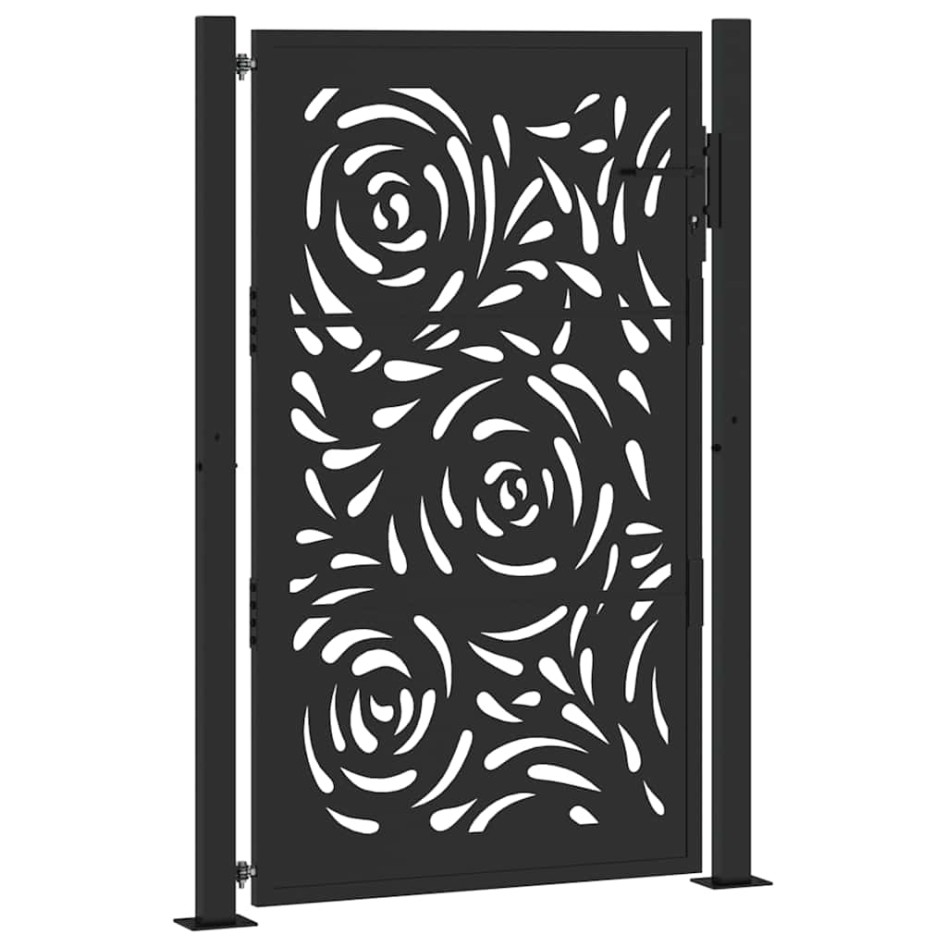 Puerta de jardín diseño llama acero negro 105x155