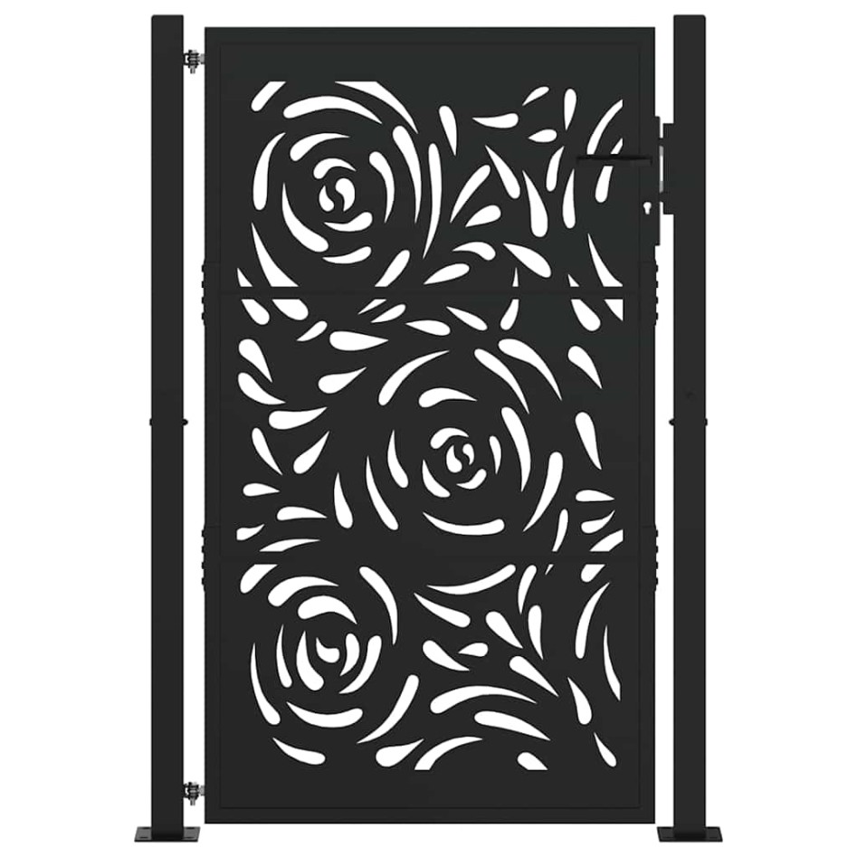Puerta de jardín diseño llama acero negro 105x155