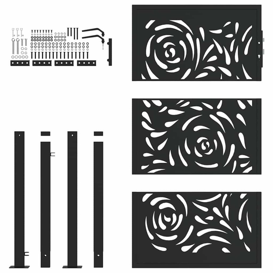 Puerta de jardín diseño llama acero negro 105x155