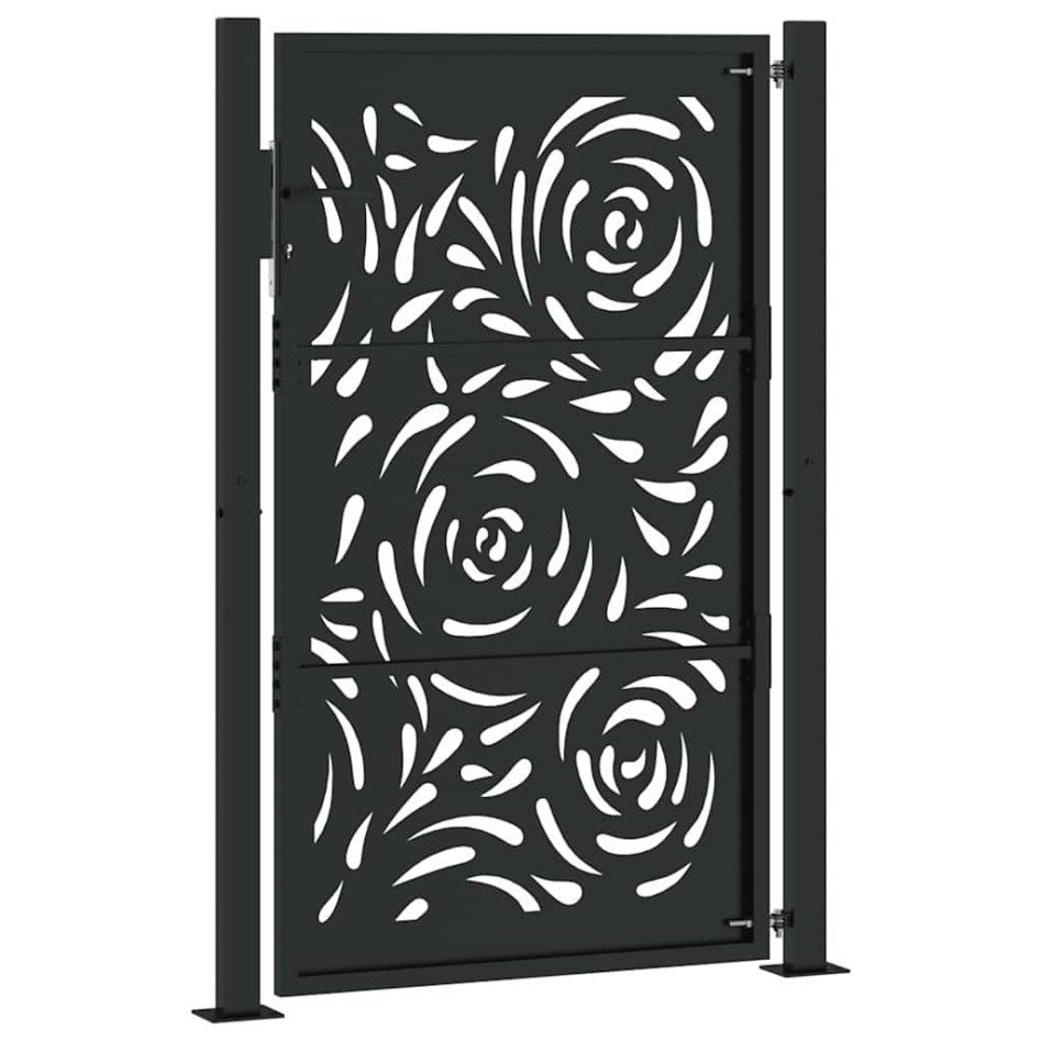 Puerta de jardín diseño llama acero negro 105x155