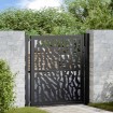 Puerta de jardín negra con diseño de carril de acero 105x106 cm
