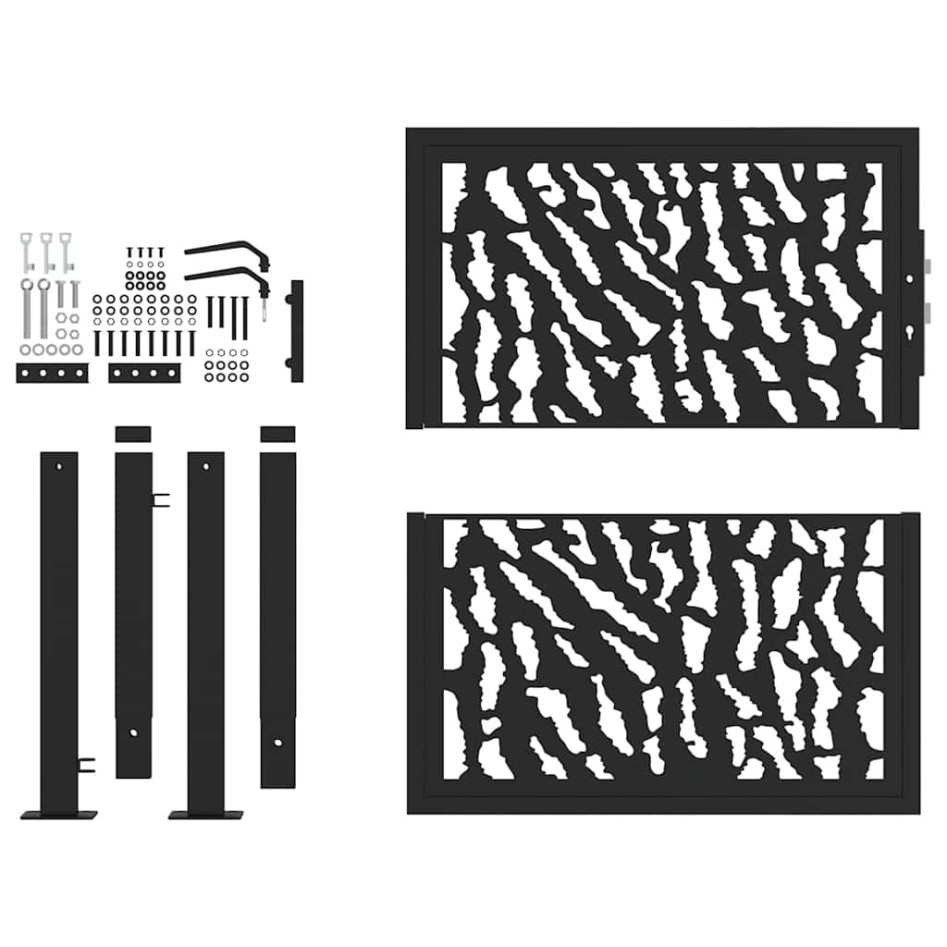 Puerta de jardín negra con diseño de carril de acero 105x106