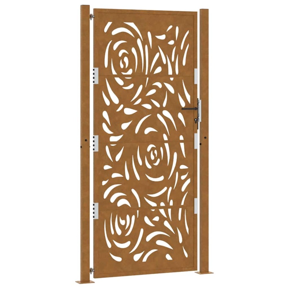 Puerta de jardín diseño llama acero desgastado 105x205