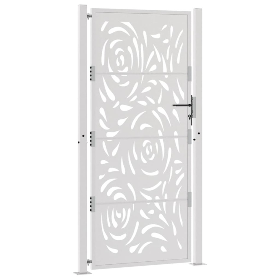 Puerta de jardín diseño llama acero desgastado 105x205