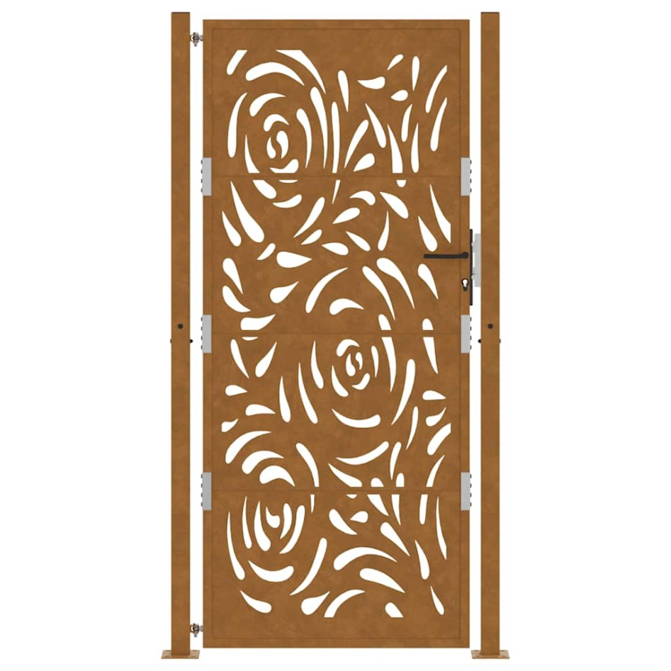 Puerta de jardín diseño llama acero desgastado 105x205