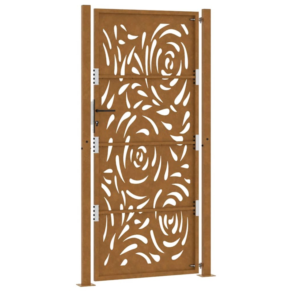 Puerta de jardín diseño llama acero desgastado 105x205