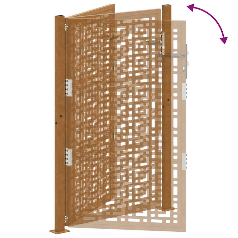 Puerta de jardín diseño en cruz de acero desgastado 105x155