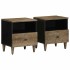 Mesitas noche 2 uds madera maciza mango gris claro 40x33x46