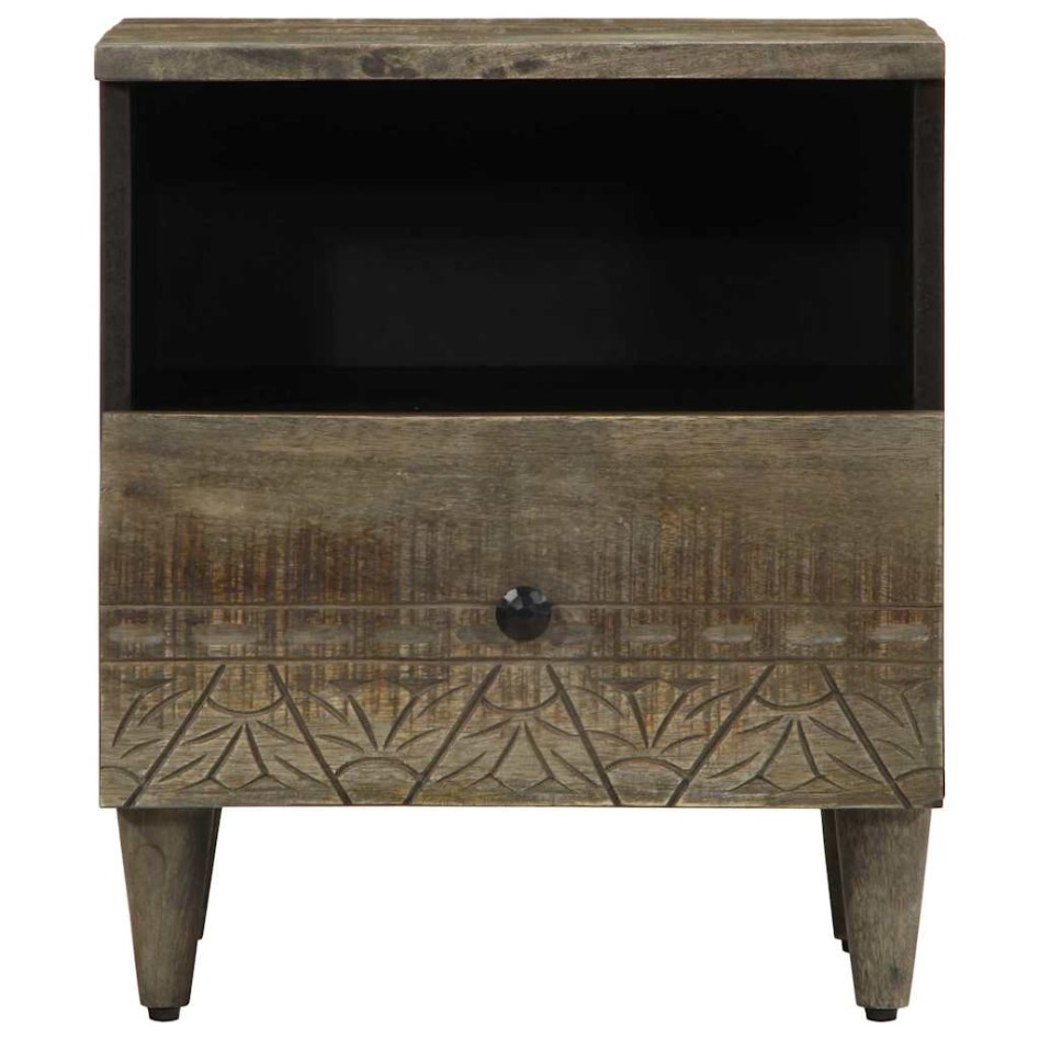 Mesitas noche 2 uds madera maciza mango gris claro 40x33x46