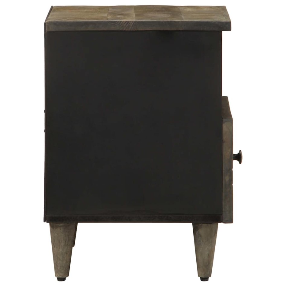 Mesitas noche 2 uds madera maciza mango gris claro 40x33x46