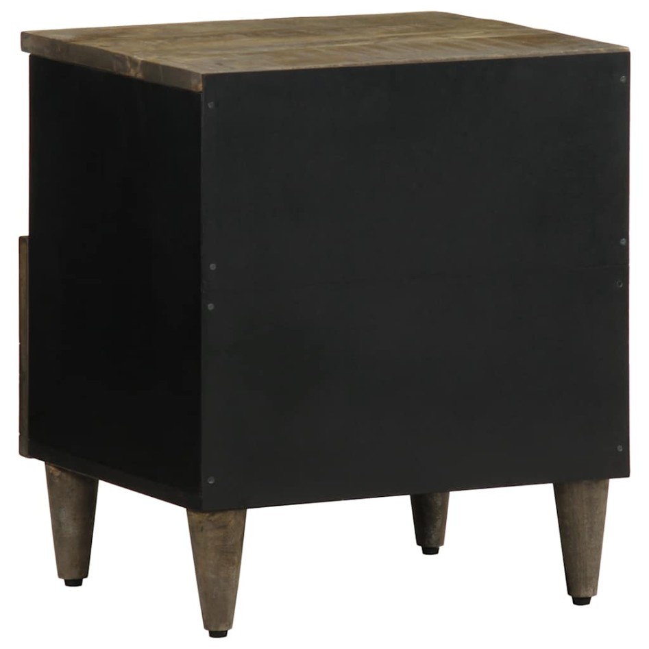 Mesitas noche 2 uds madera maciza mango gris claro 40x33x46